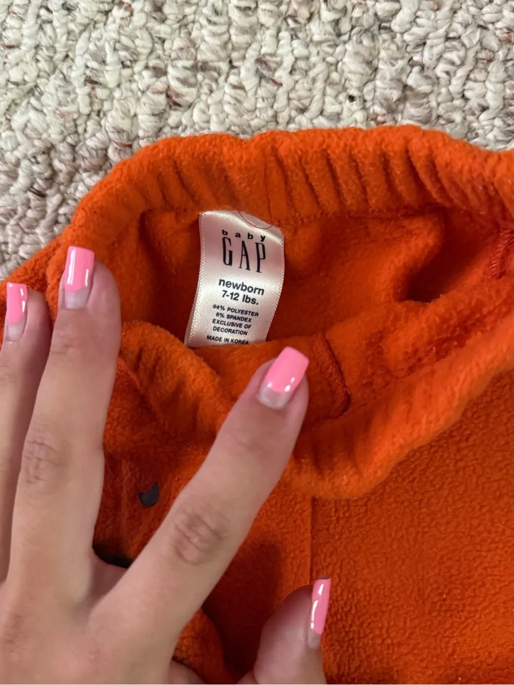 Vintage baby gap pumpkin Fleece Footed One-Piece